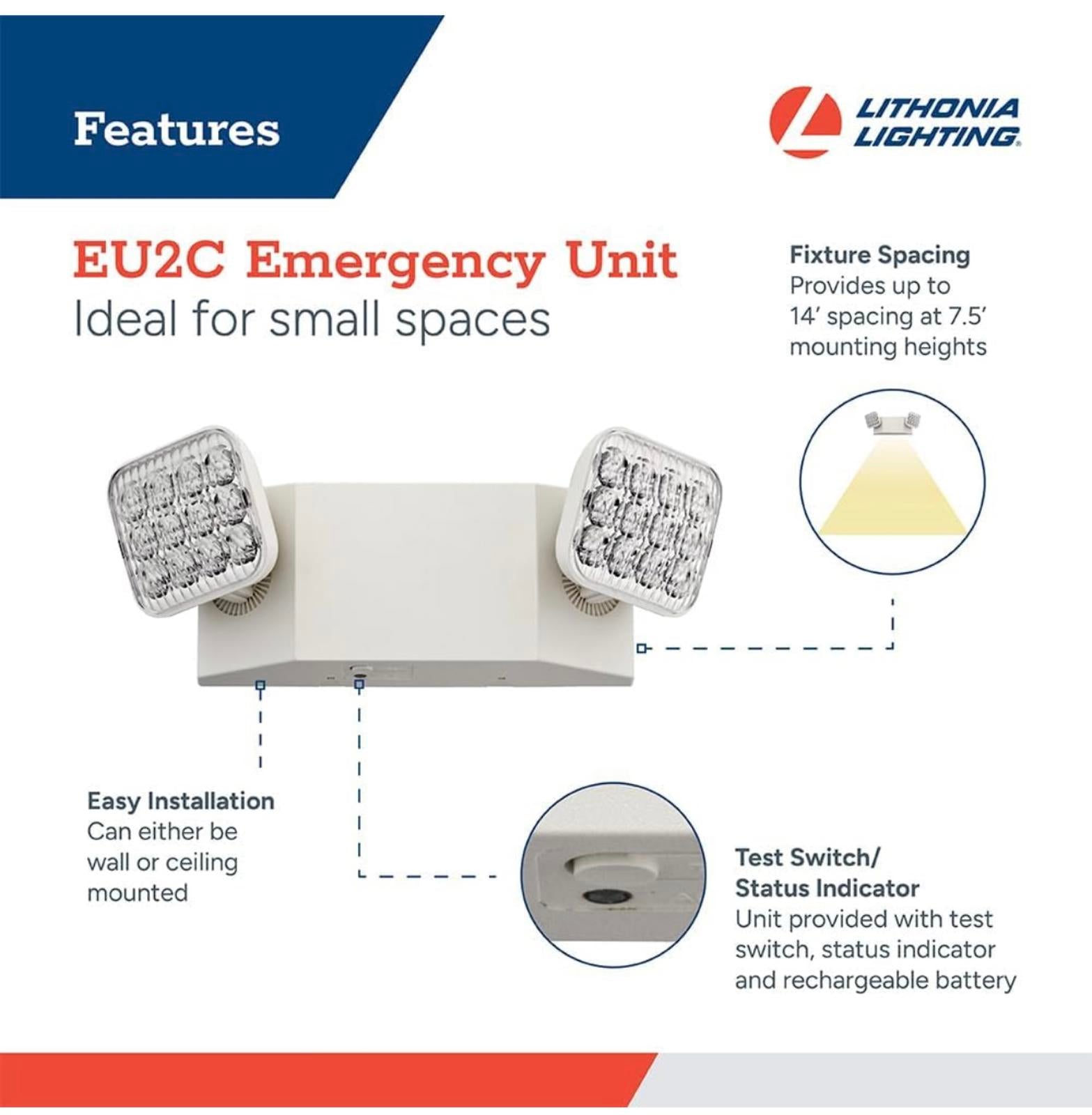 (MSRP $29.99) Lithonia LED Emergency Light w/ Dual Adjustable Heads, White