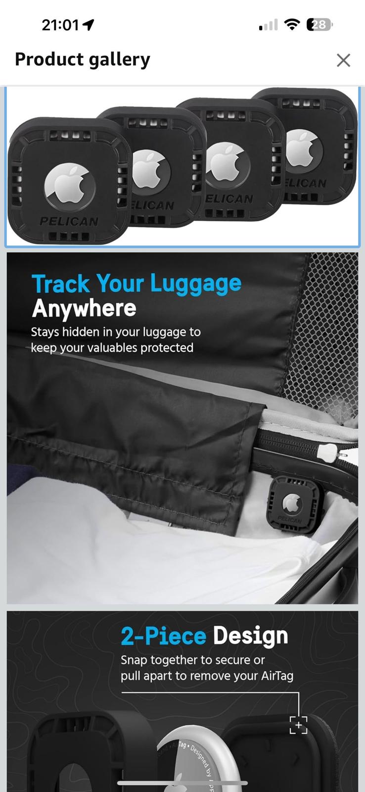 (NEW MSRP $24.95) Pelican 4‑Pack AirTag Holder – Rugged Case + 3M VHB Adhesive