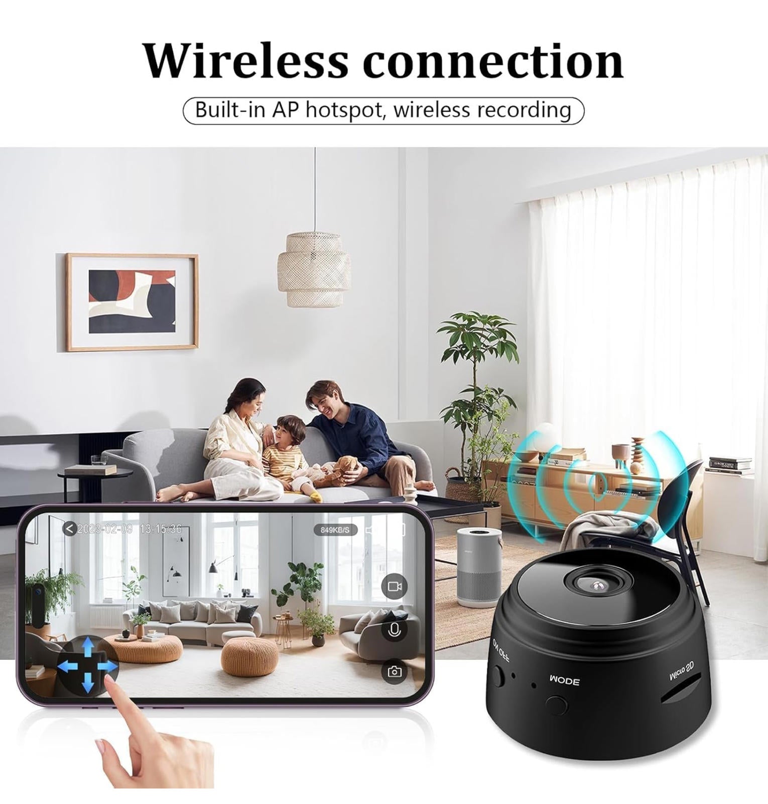 (MSRP $29.99) Mini Wi‑Fi Camera – 1080P Nanny Cam, App Control, Day/Night Vision