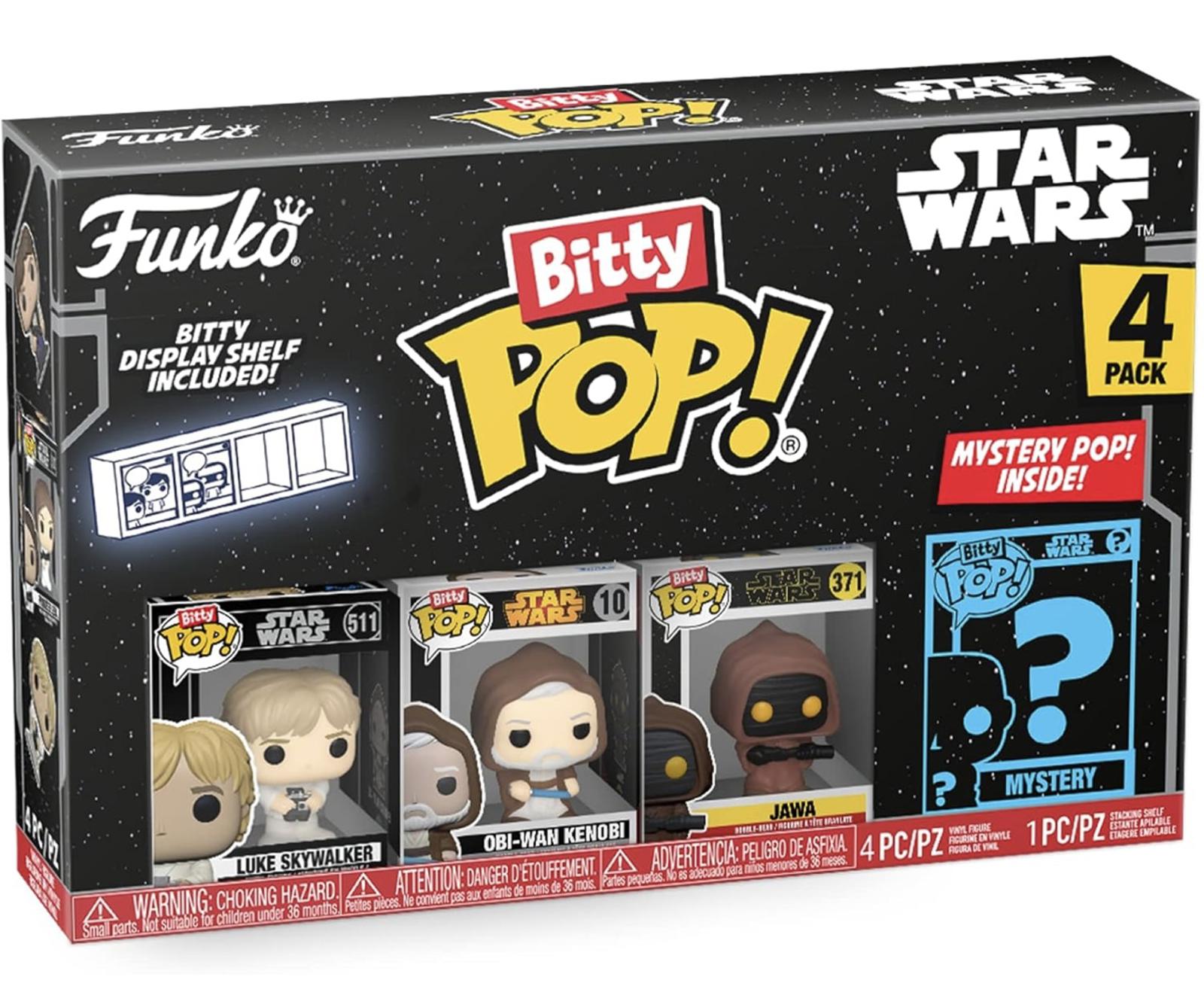 (MSRP $14.99) Funko Bitty POP! Star Wars 4-Pack – Luke, Obi-Wan, Jawa & Mystery