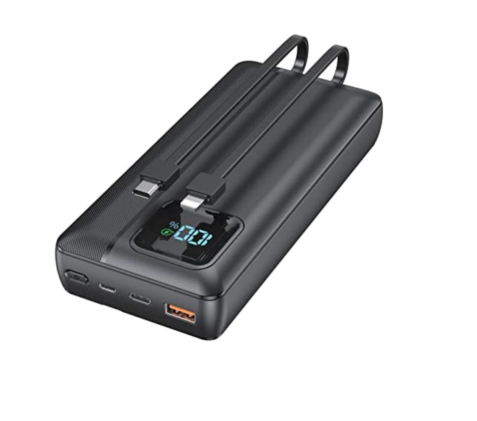 (NEW MSRP $39.99) Power Bank QC4.0+PD USB-C w/ LED Display. USB-c & iPhone cable