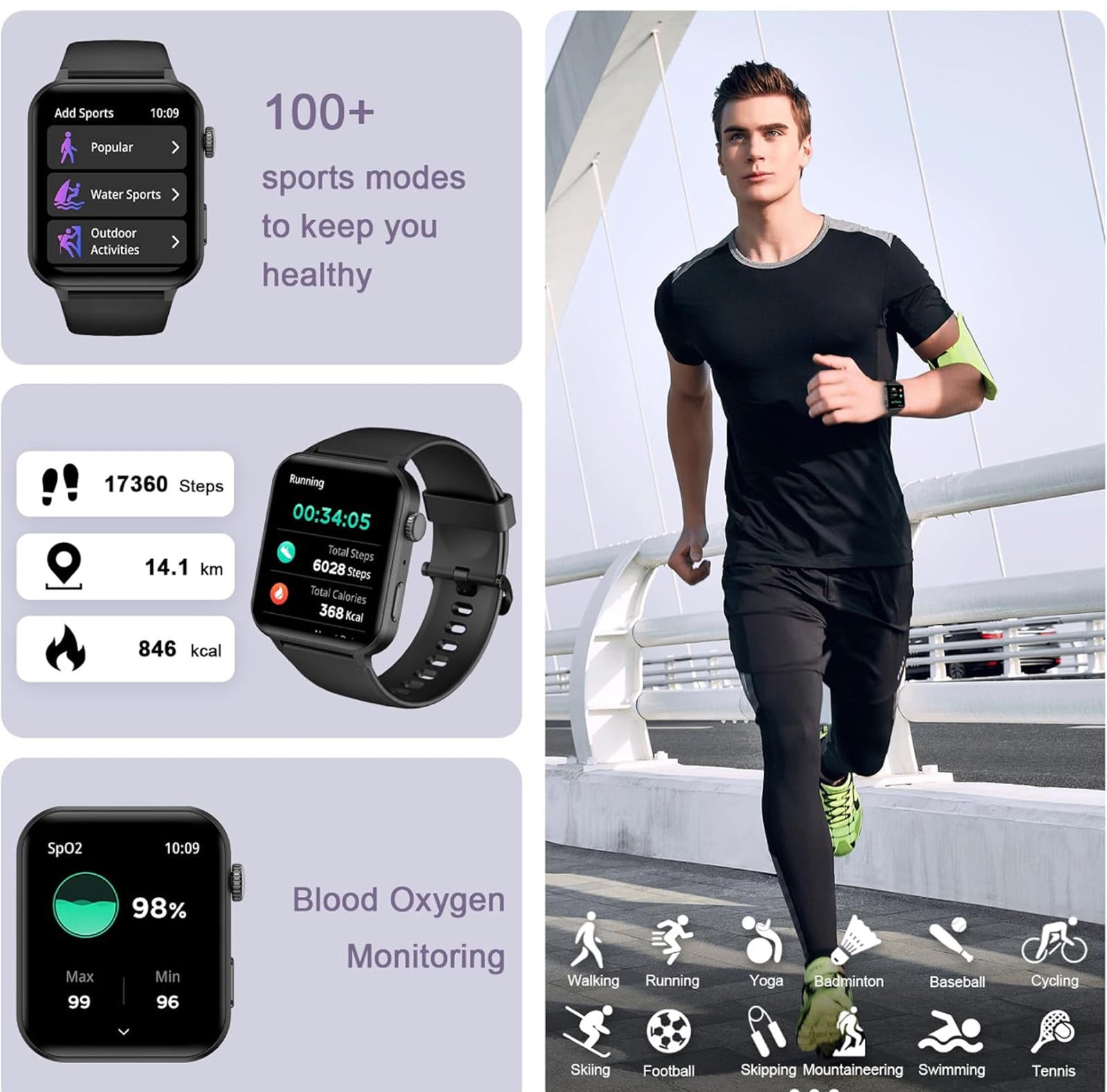 (MSRP $59.99) Smart Watch with Fitness Tracker – 1.85” Touchscreen, Waterproof