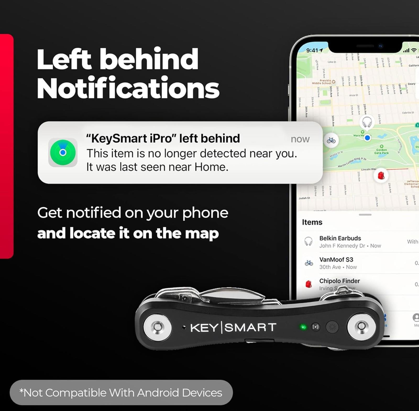(MSRP $39.99) KeySmart Pro Smart Key Organizer with Tile Support & LED Light