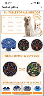 (MSRP $19.95) Bestalk Soft Silicone Slow Feeder Insert for Large Pet Bowls, Blue