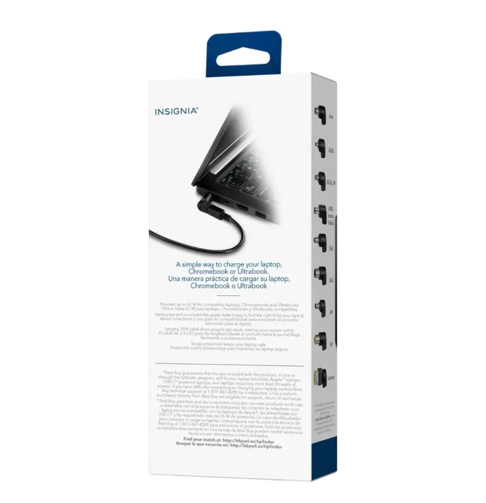 (NEW MSRP $59.99) Insignia universal 65W laptop charger, black - brand-new