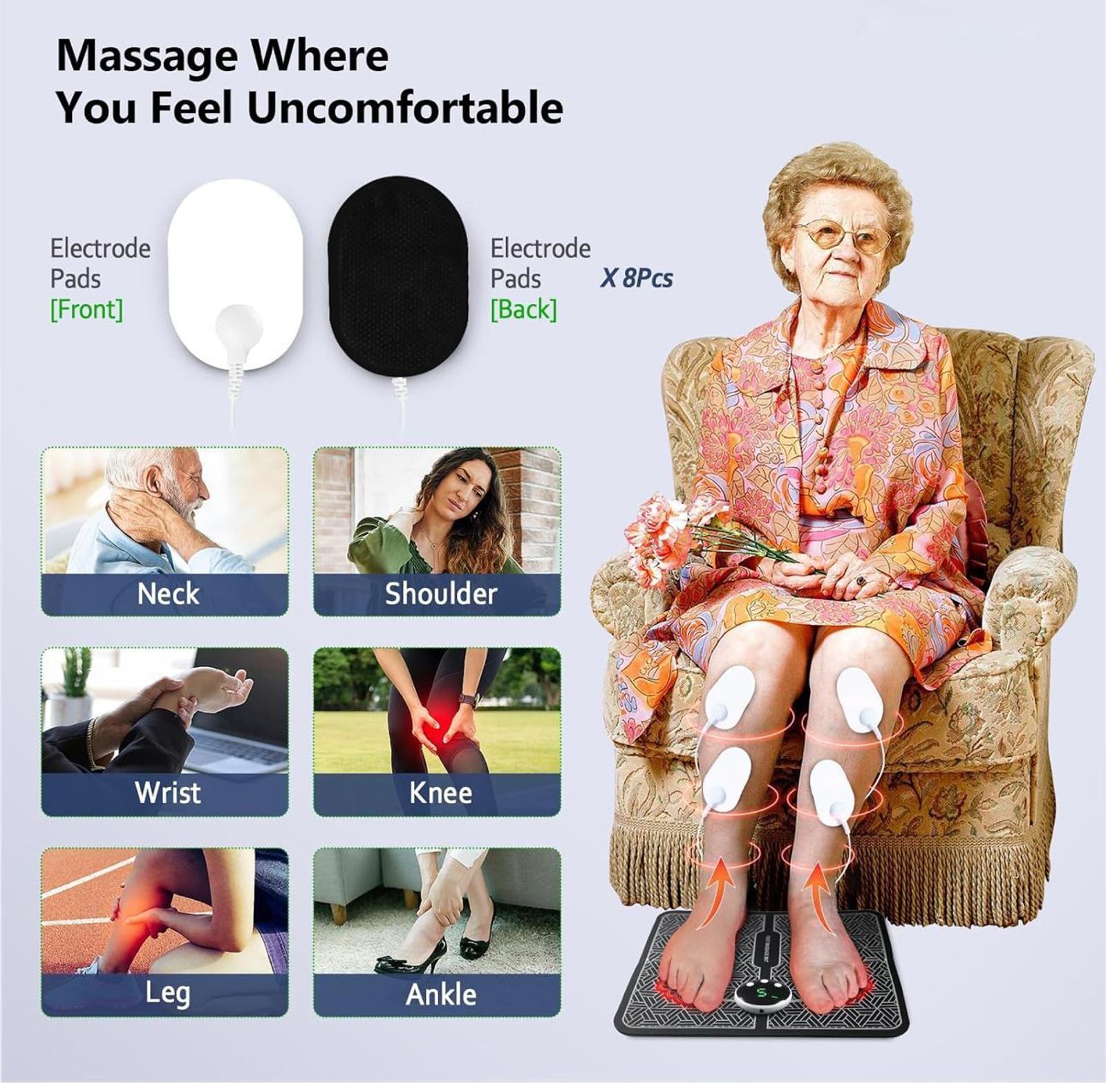 (NEW MSRP $39.99)  EMS Foot Massager TENS, LCD Screen & 2-in-1 Foot/Body Pad