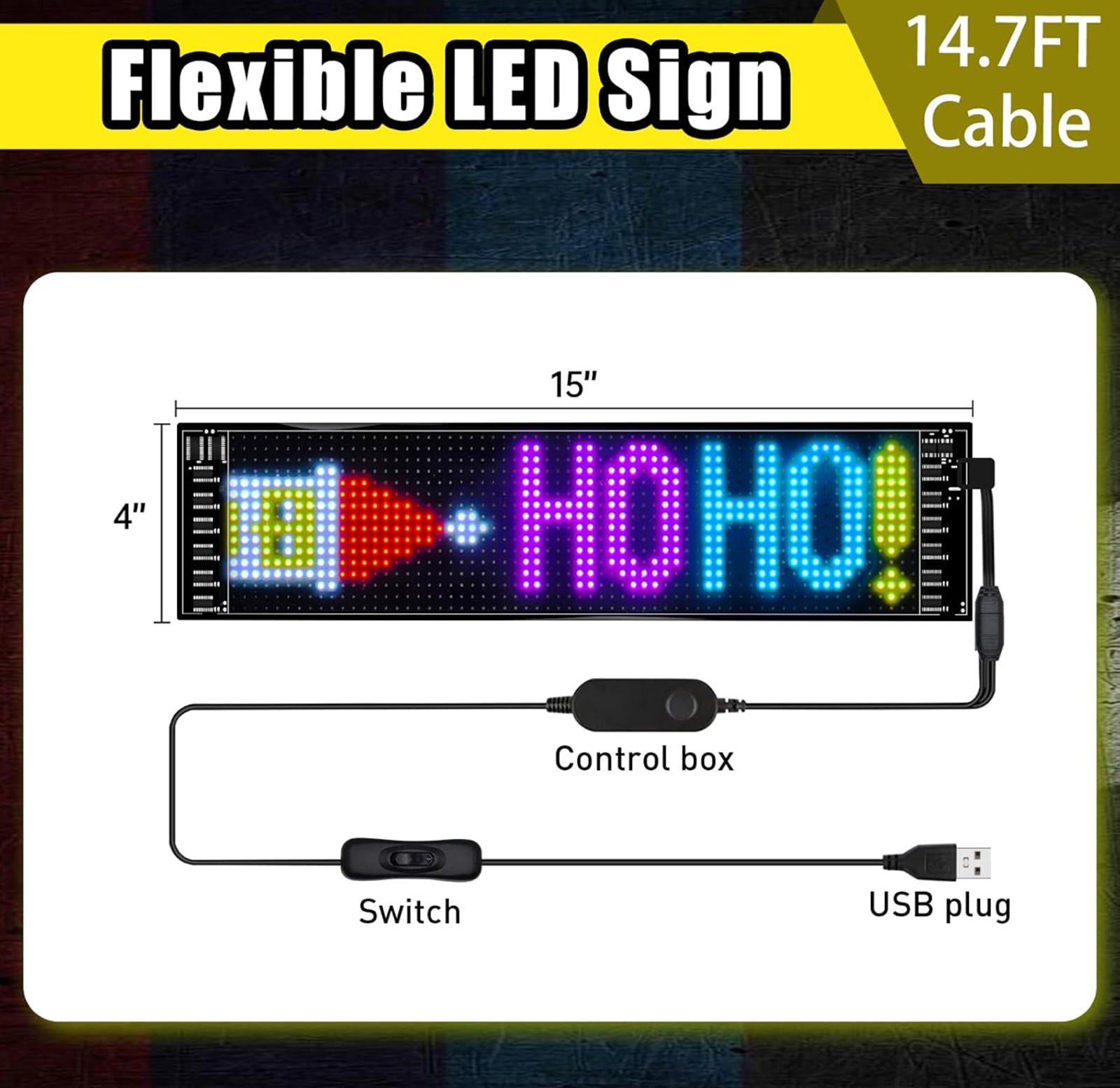 (NEW MSRP $39.99) Programmable LED Sign – Flexible, Bluetooth App, Animated 🚗💬
