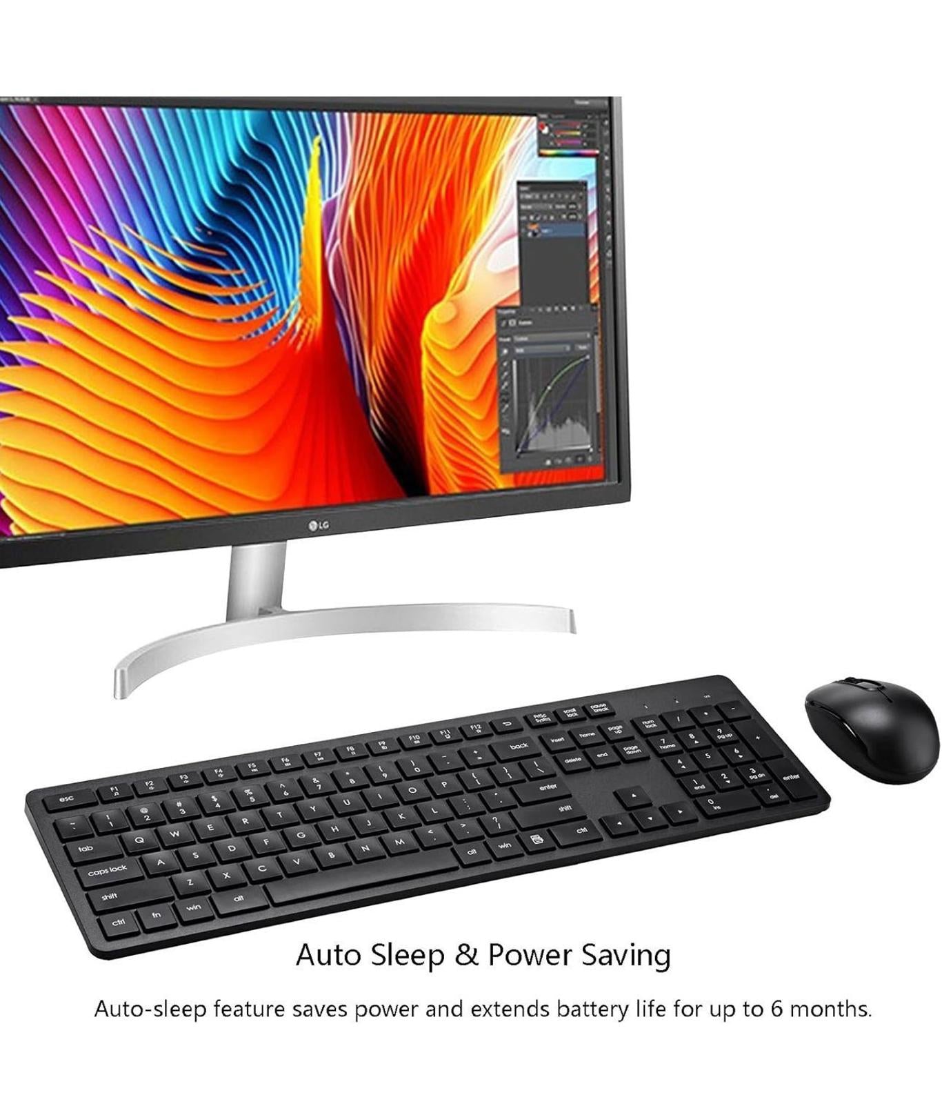 (NEW MSRP $21.99) Wireless Silent Cordless Keyboard Mouse Combo