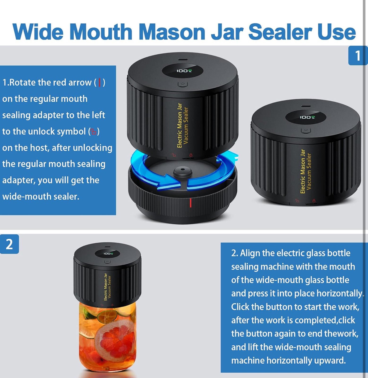 (MSRP $29.99) LOVE MOMENT Cordless Mason Jar Vacuum Sealer Kit