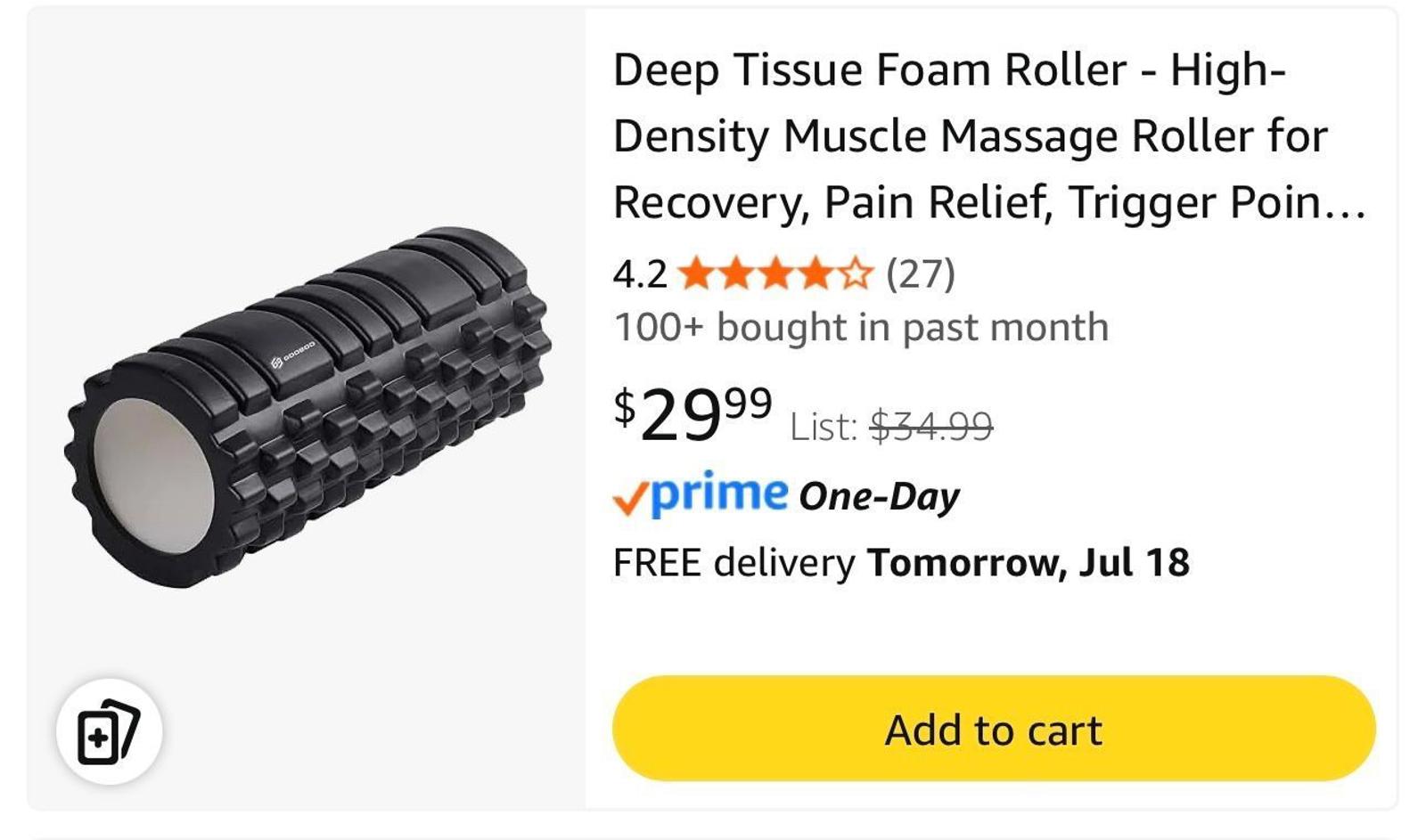 (NEW $39.99) Deep Tissue High Density Foam Roller for Recovery & Pain Relief