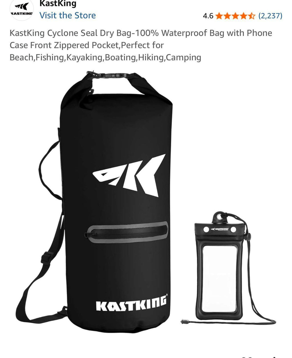 (NEW $30 MSRP) 100% waterproof KastKing Cyclone Dry Bag for Kayaking, hiking,etc