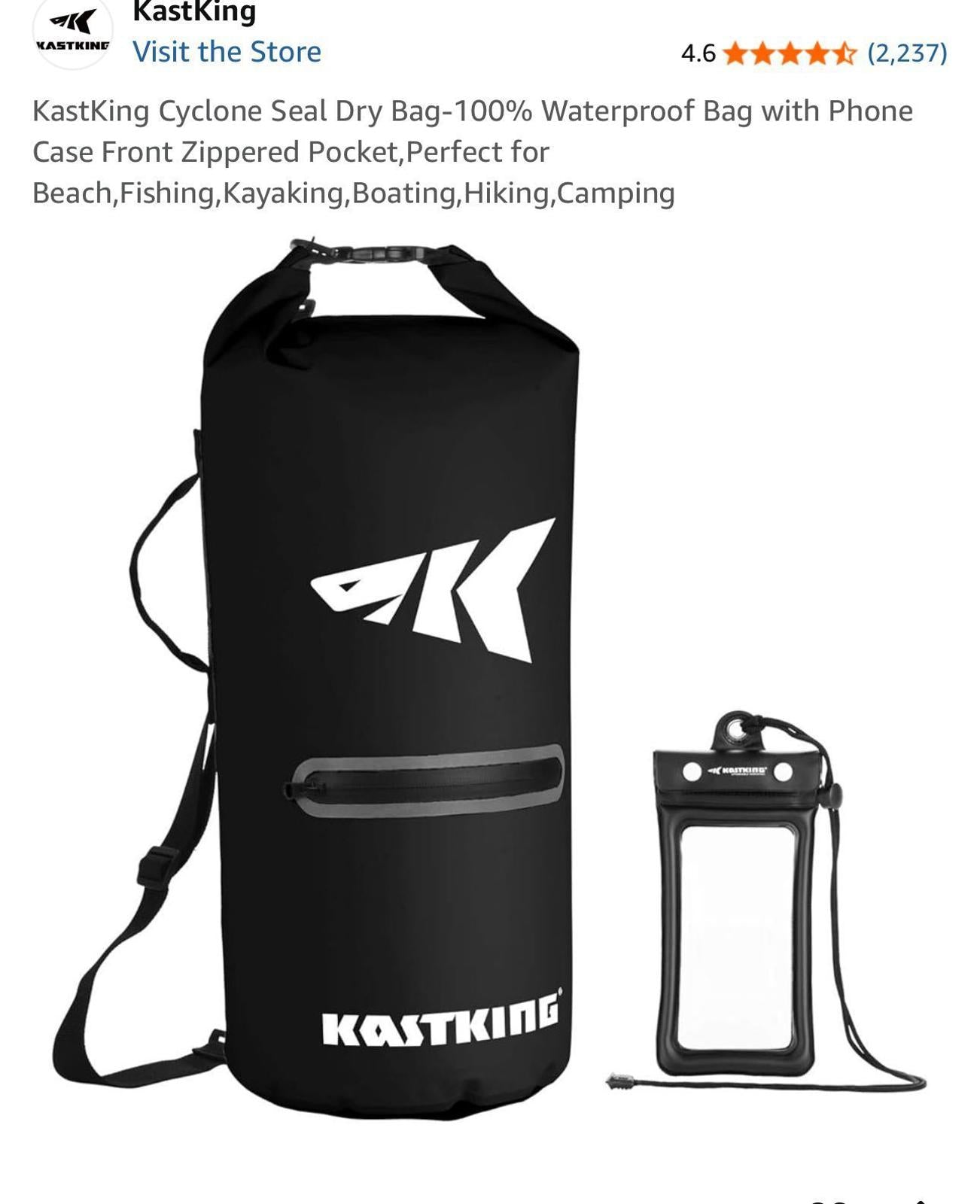 (NEW $30 MSRP) 100% waterproof KastKing Cyclone Dry Bag for Kayaking, hiking,etc