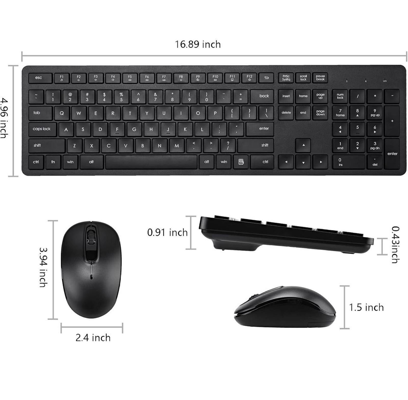 (NEW MSRP $21.99) Wireless Silent Cordless Keyboard Mouse Combo