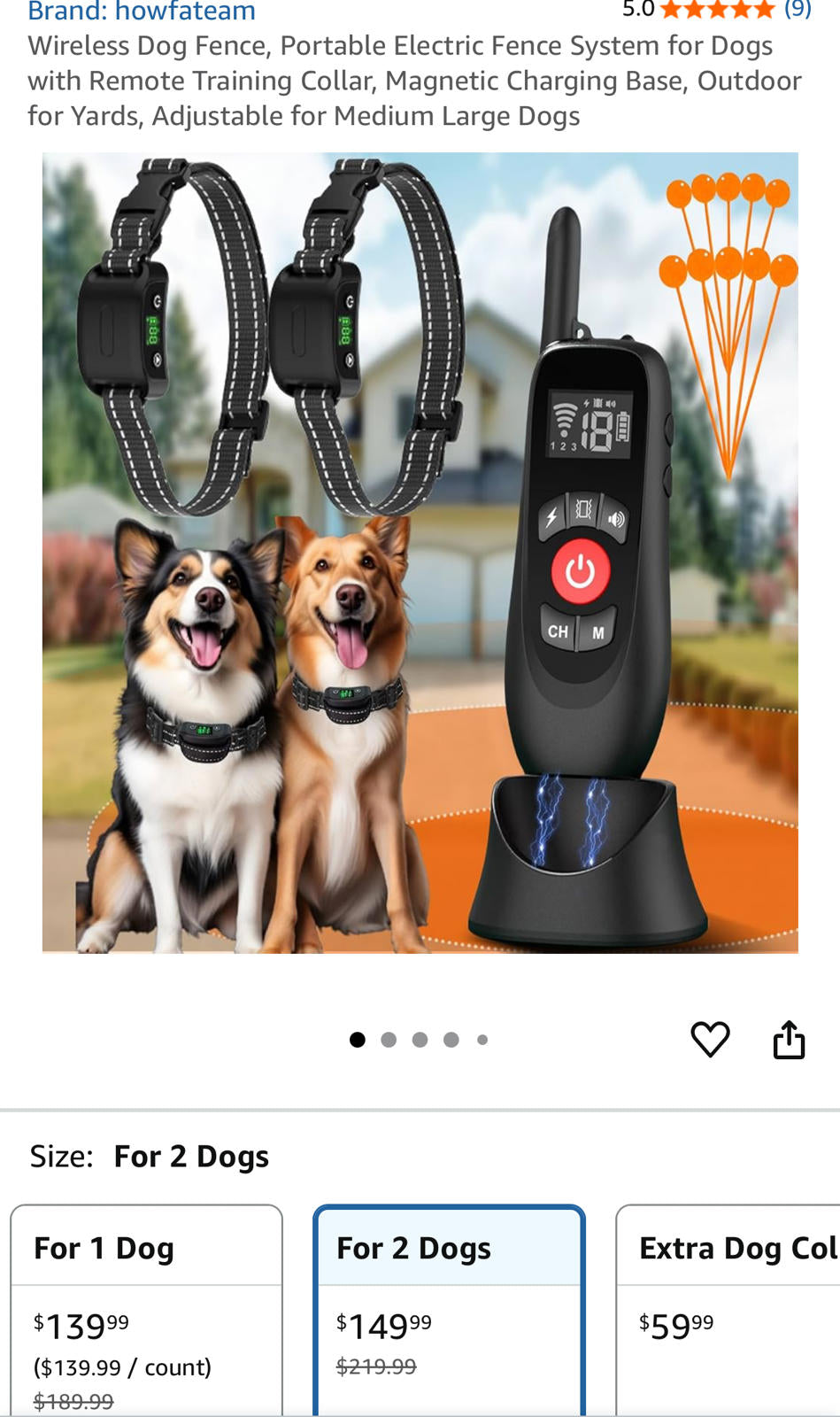 (MSRP $219.99) 2-in-1 Wireless Dog Fence w/ Remote Training Collars (2 Dogs)