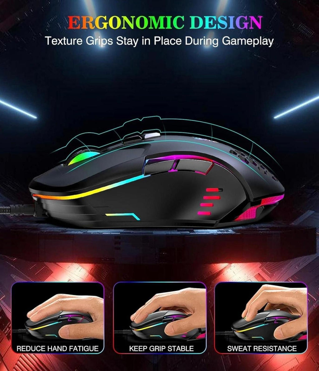(MSRP $19.99) CW902 RGB Gaming Mouse – 7 Buttons, High/Variable DPI