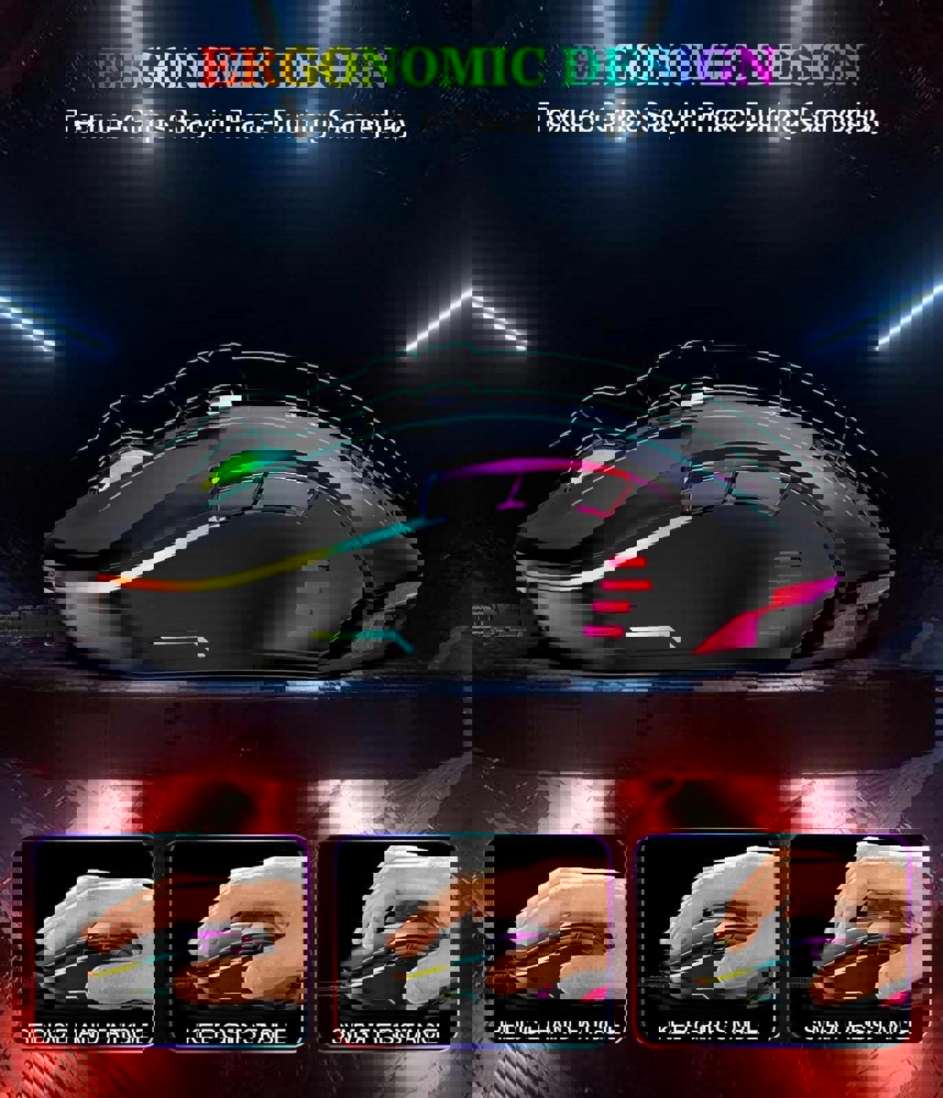 (MSRP $19.99) CW902 RGB Gaming Mouse – 7 Buttons, High/Variable DPI
