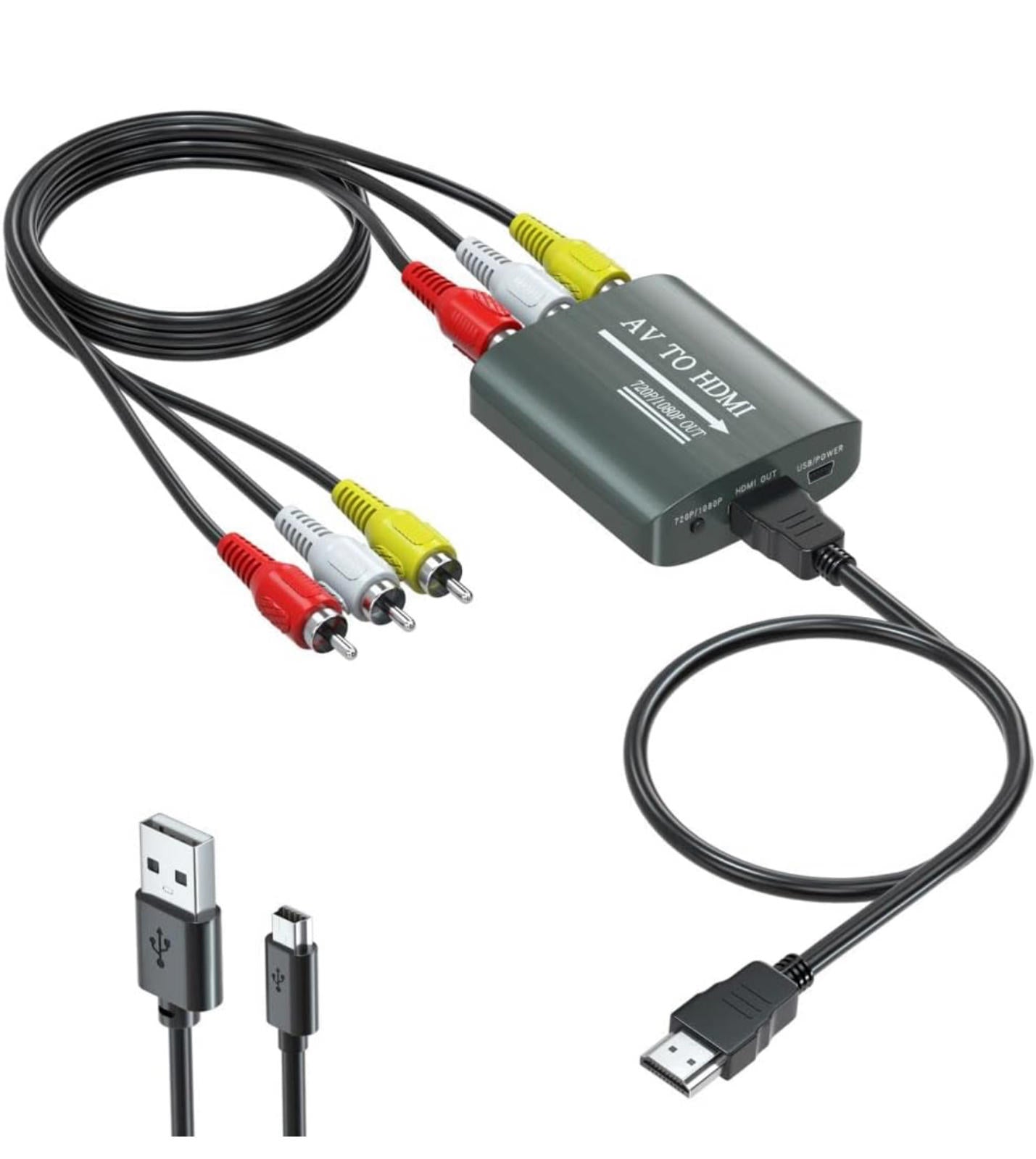 (MSRP $19.99) RCA to HDMI Converter – 1080p AV Adapter with USB Power