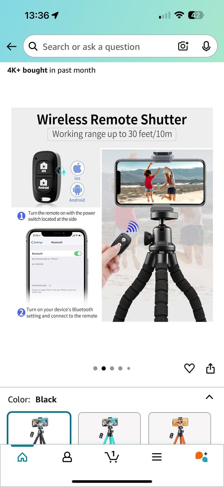 (NEW MSRP $25) Lightweight phone tripod. 87g compact construction