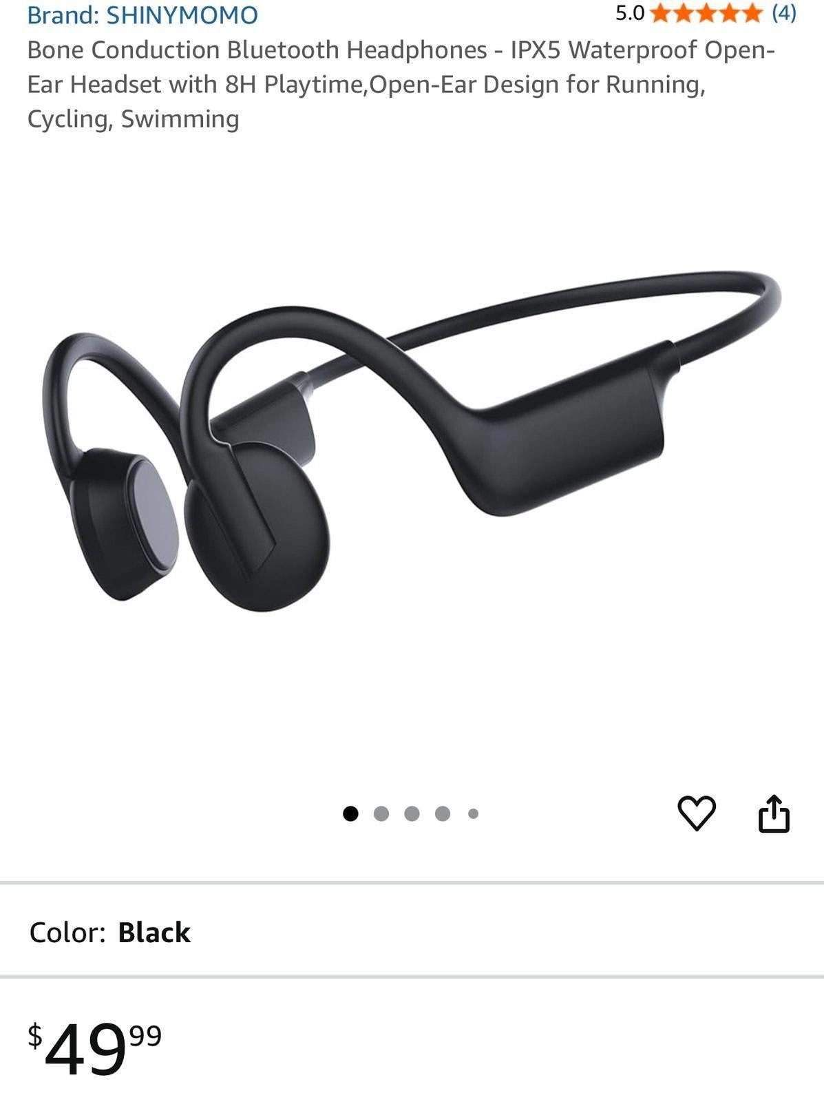 (MSRP $49.99) Bone Conduction Bluetooth Headphones, IPX5 Waterproof, 8H Playtime