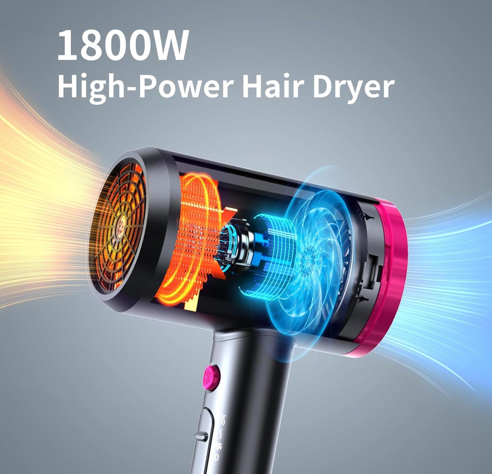 (MSRP $49.99) ANNE BETTY Ionic 1800W Hair Dryer with Diffuser & Nozzle