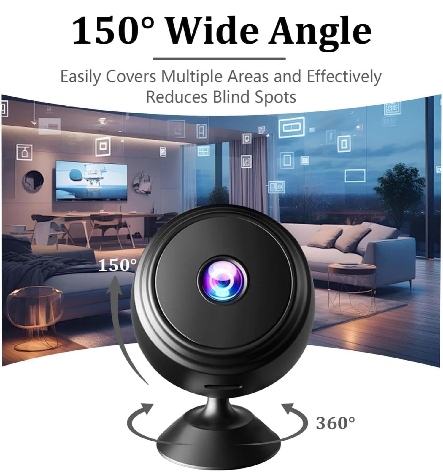 (MSRP $29.99) Mini Wi‑Fi Camera – 1080P Nanny Cam, App Control, Day/Night Vision