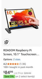 (NEW, MSRP $89.95) 10.1″ Raspberry Pi Touchscreen Monitor, 1024×600, HDMI