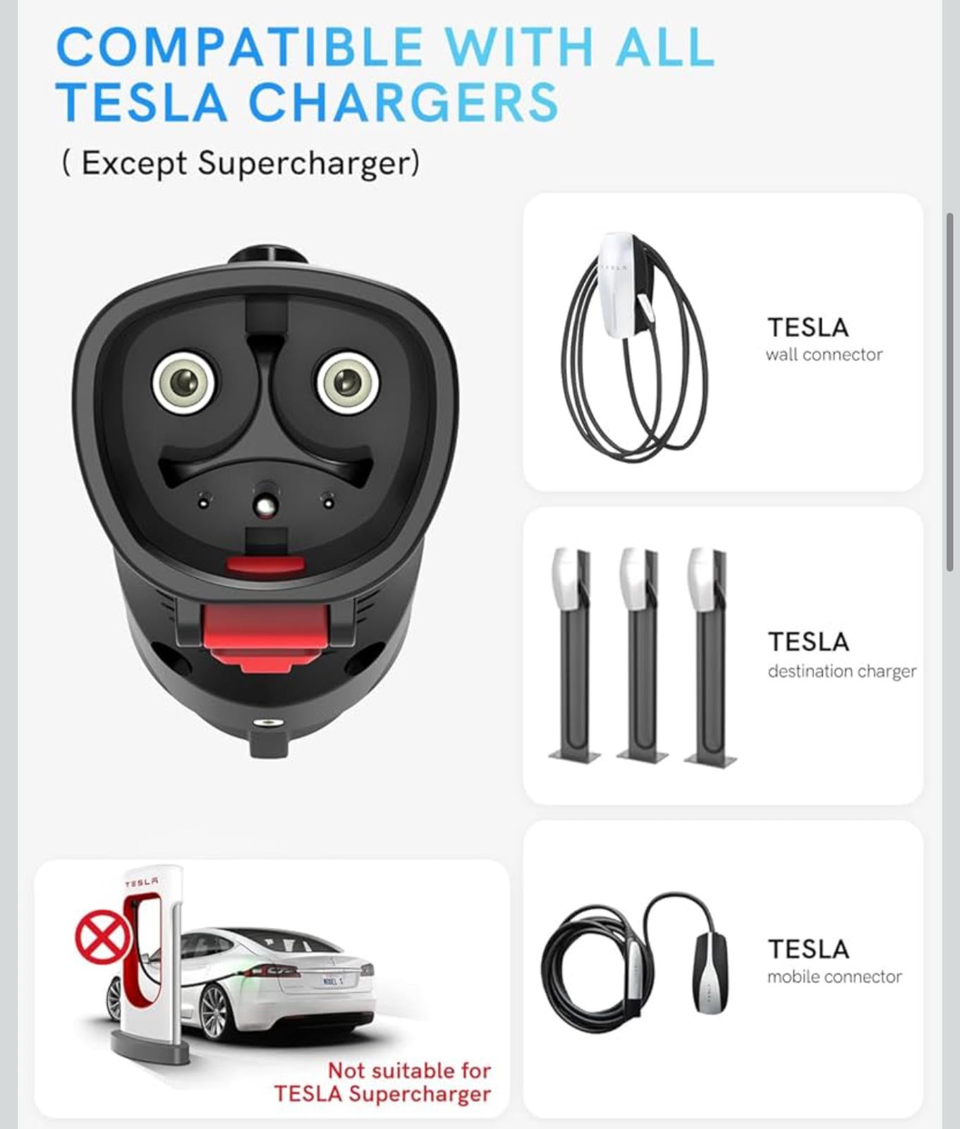 (NEW MSRP $79.99) Mecmo EV Charging Adapter for Tesla to J1772 – 60A, IP65