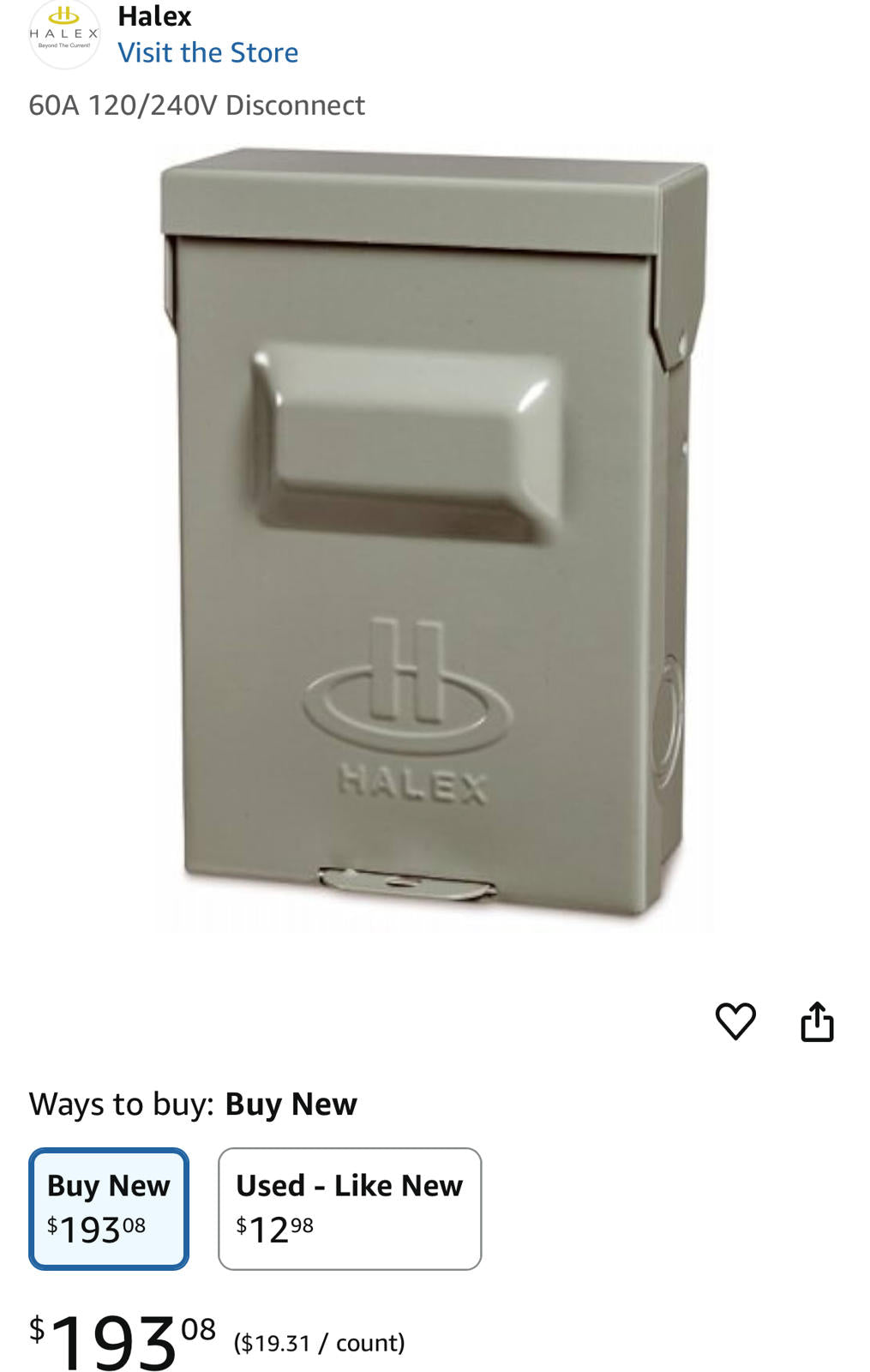 (MSRP $49.99) 60A 240V Safety Disconnect Switch – Heavy-Duty Power Cutoff