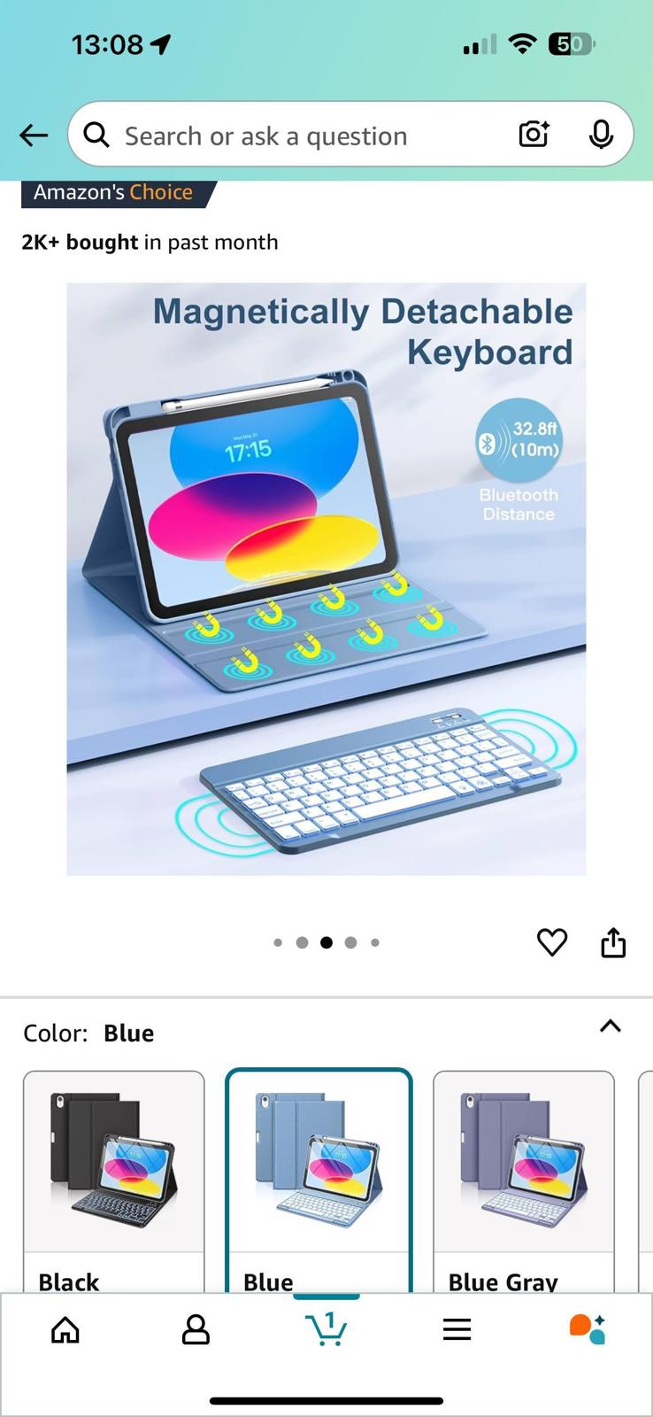 (Open box, new) iPad 11th 10th Generation Case with Backlit Detachable Keyboard