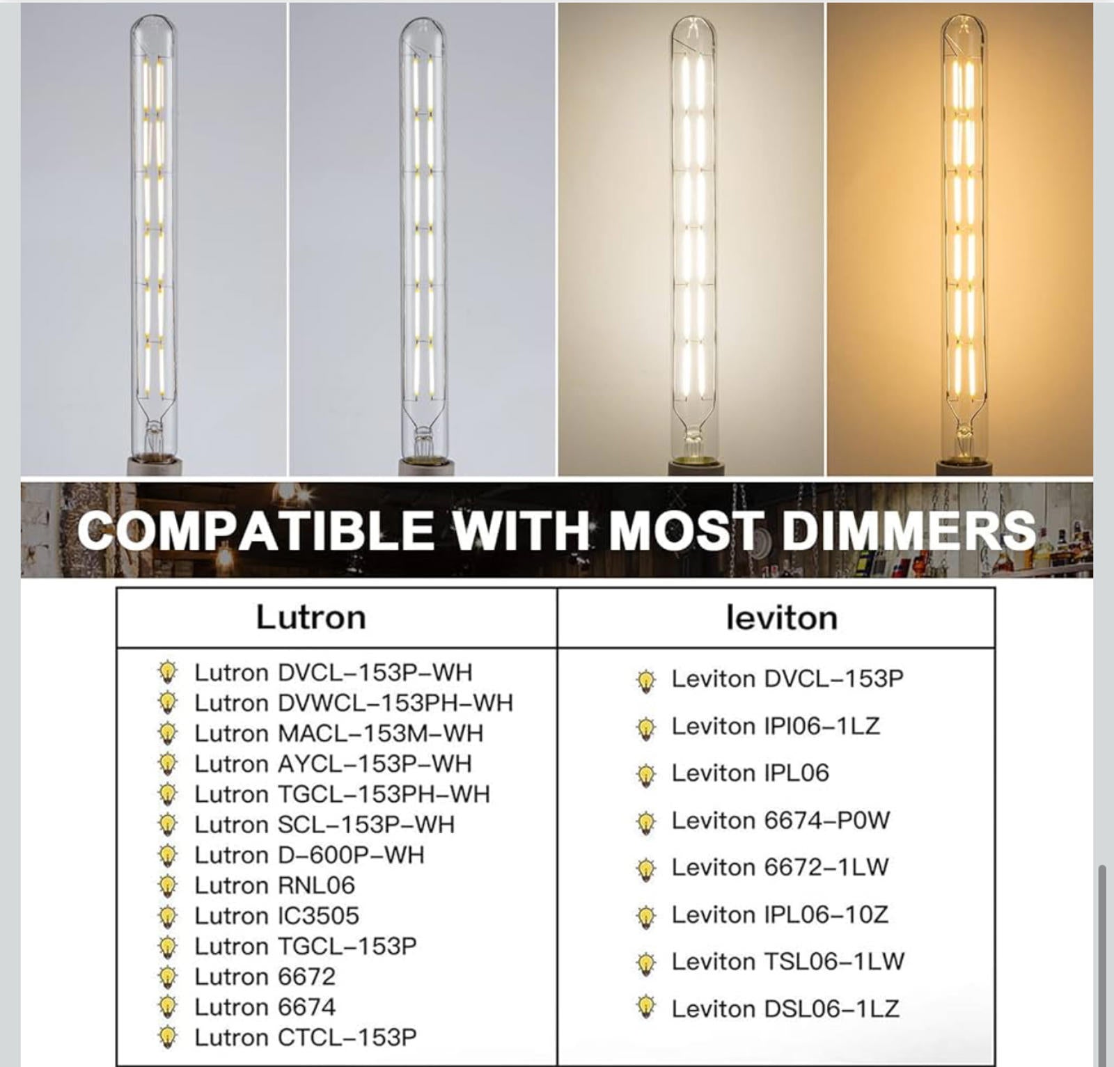 (MSRP $39.95) Pack of 6: 12W Edison-Style LED T10 Tubular Bulb – Dimmable E26