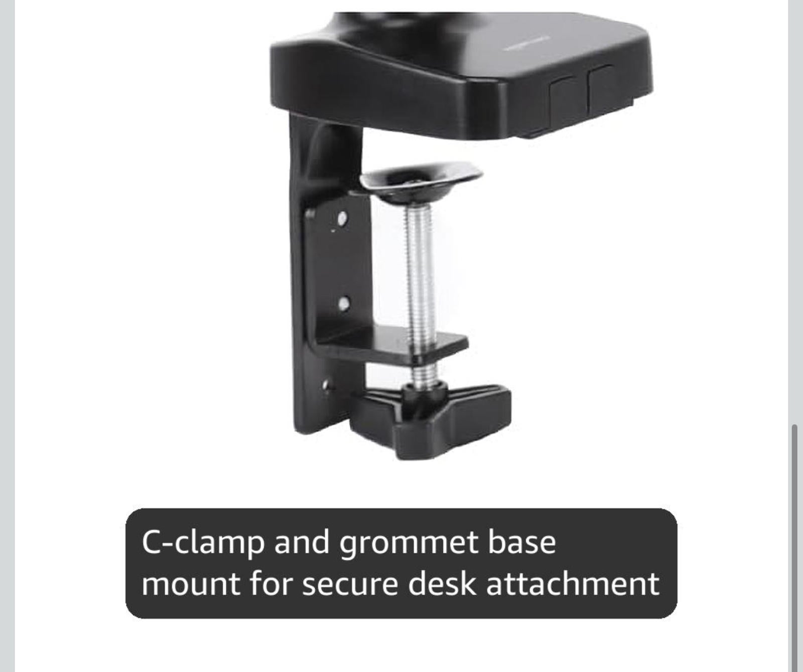 (MSRP $39.99) Amazon Basics Gas Spring Single Monitor Arm Fits up to 27” Screens