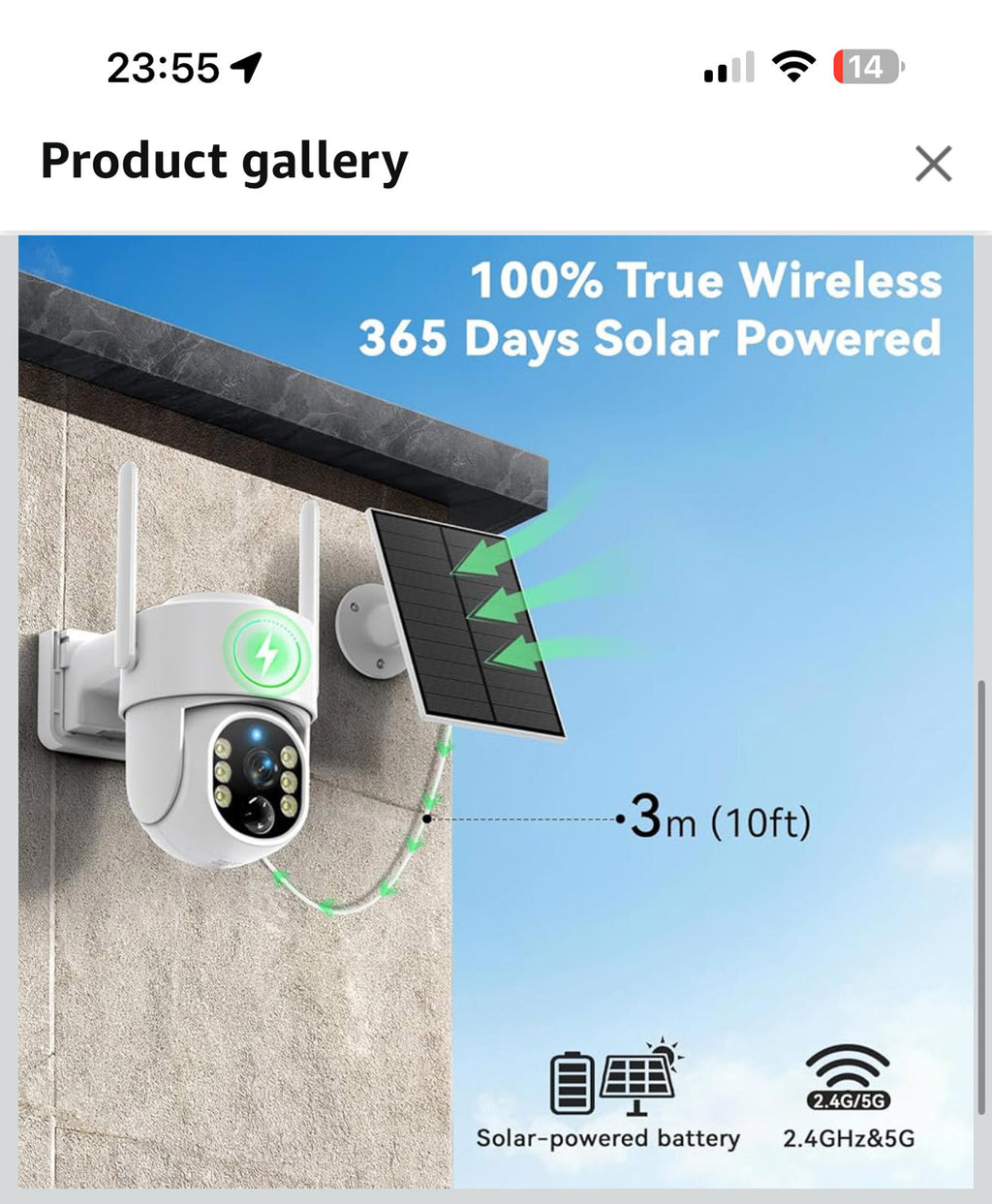 (MSRP $89.99) 2K Solar PTZ WiFi Outdoor Camera –Pan/Tilt, AI, Color Night Vision