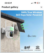 (MSRP $89.99) 2K Solar PTZ WiFi Outdoor Camera –Pan/Tilt, AI, Color Night Vision