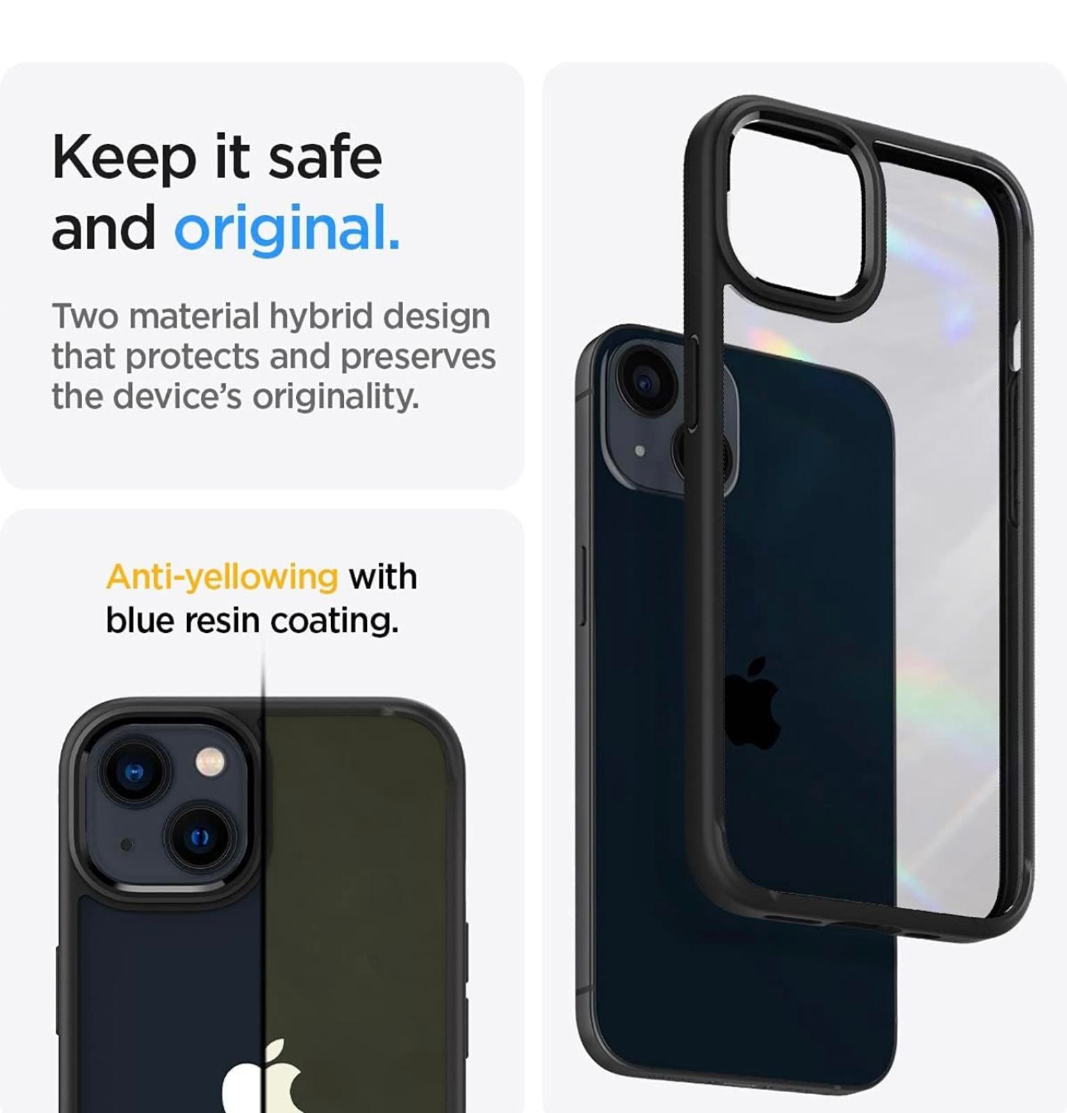 (MSRP $19.99) Spigen Ultra Hybrid iPhone 13 Case – Clear Matte Black