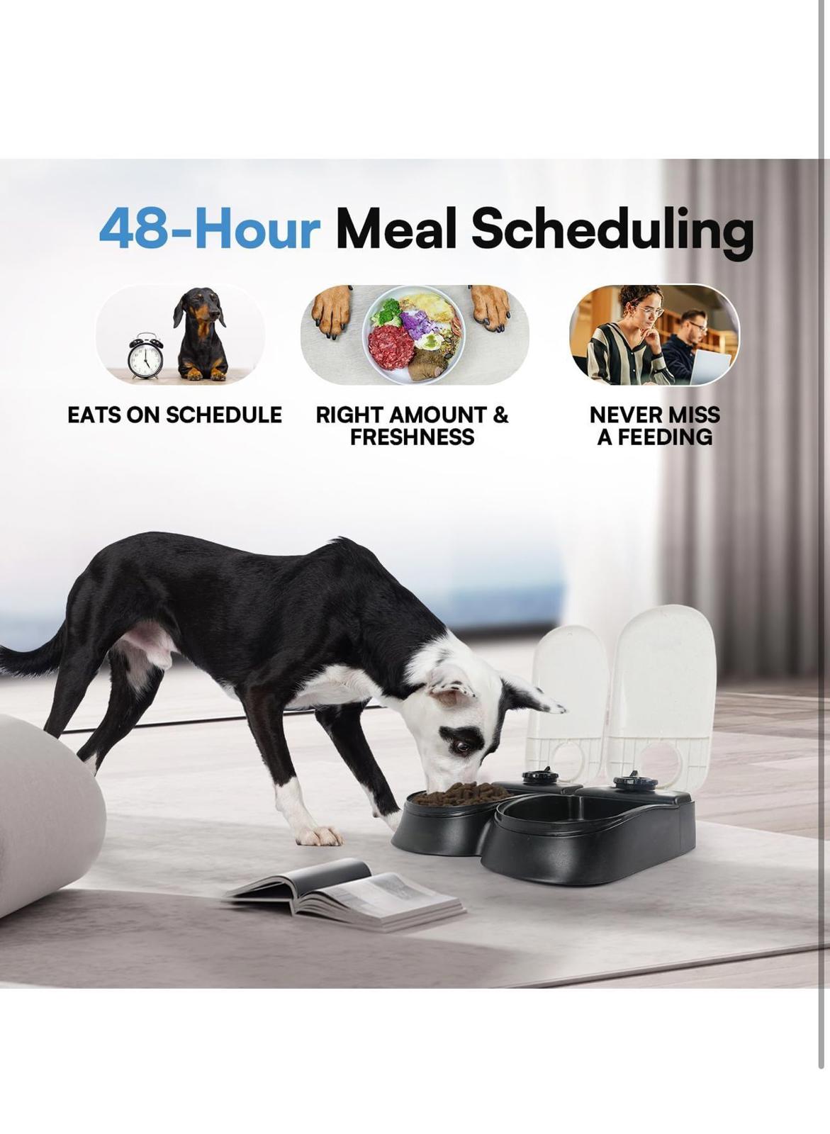 (NEW MSRP $24.99) Pawise 2 meal, 48 hour, automatic pet feeder with chiller mats