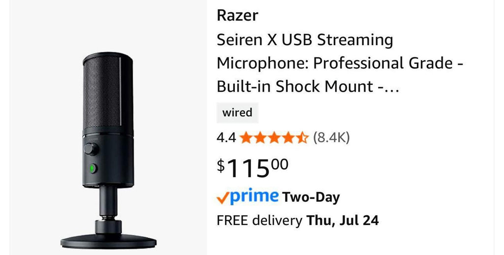 (NEW $114.95) Razer Seiren X USB Streaming Microphone Shock Mount, Supercardioid