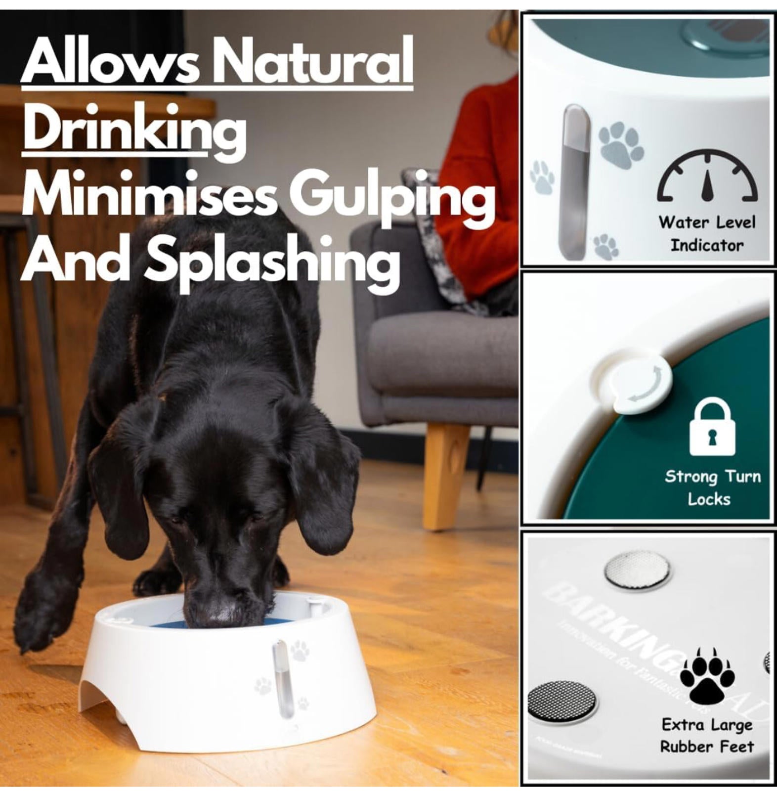 (MSRP $31.99) BARKING&MAD 2.1L No-Spill Dog Water Bowl