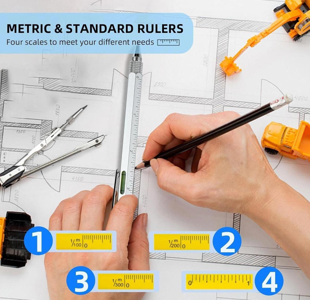 (MSRP $19.99)  6-in-1 Multitool Pen with Stylus, Level, Rulers Screwdrivers