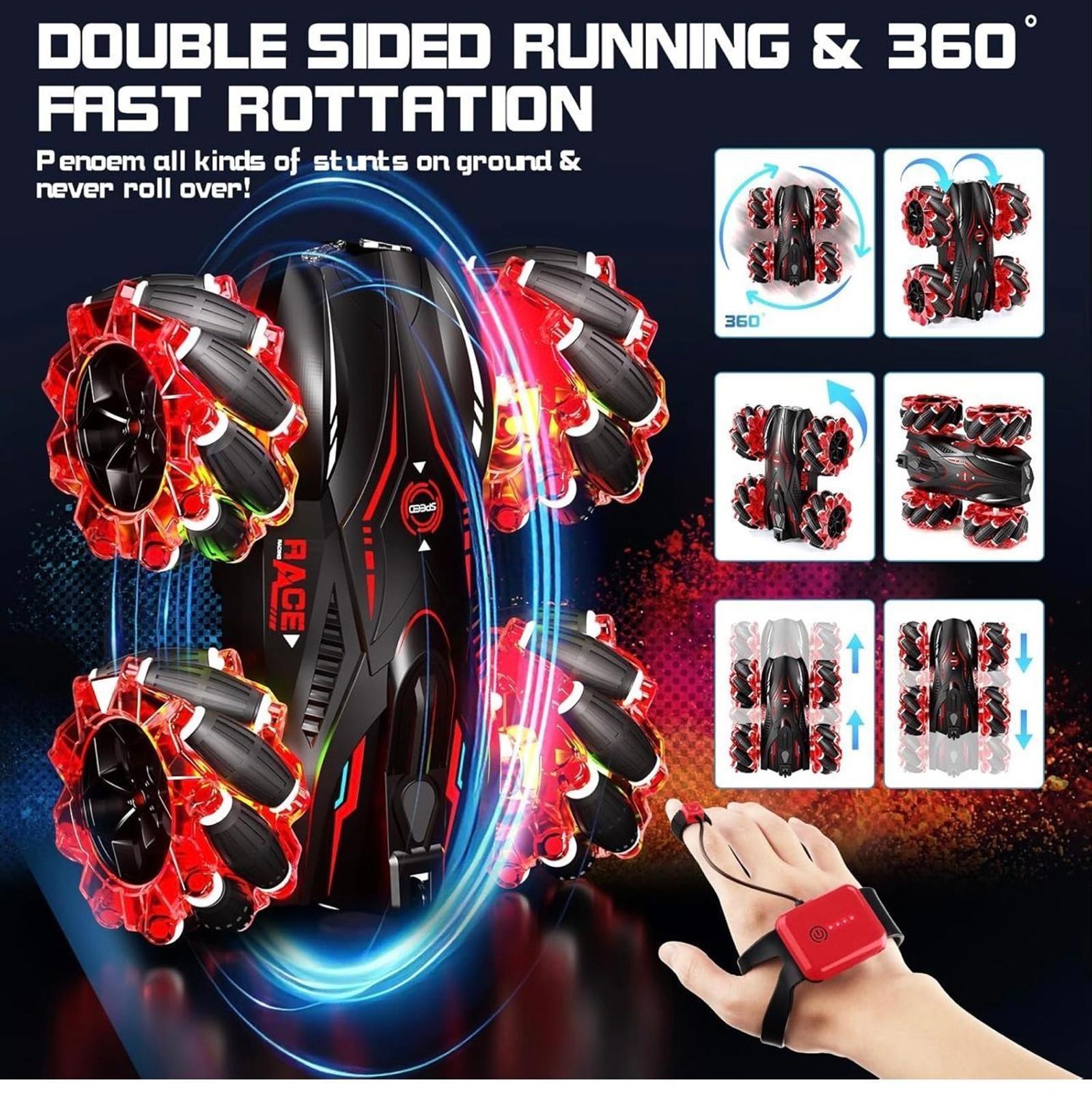 (NEW MSRP $29.99) RC Gesture Sensing 4WD Stunt Car, WristBand Control, 360° Flip