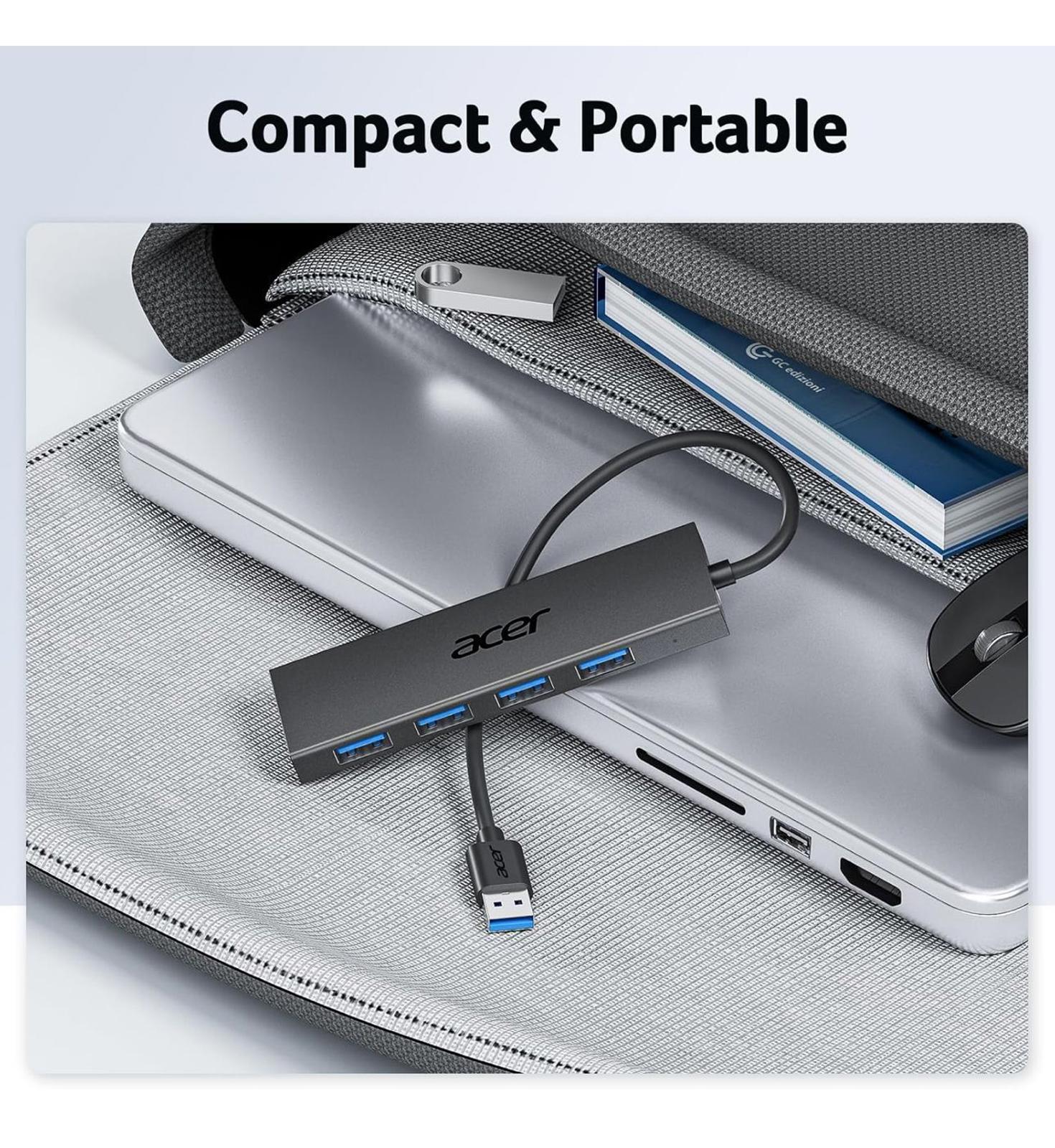 (NEW MSRP $15) Acer USB Hub 4 Ports, 4x USB 3.0 Hub, USB Splitter for Laptop