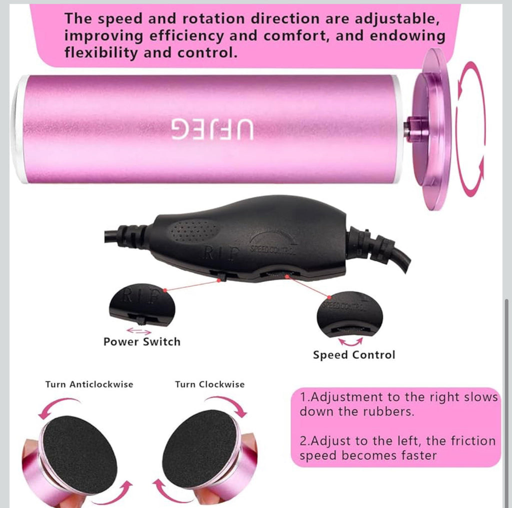 (NEW MSRP $24.99) Electric Callus Remover – Adjustable Speed, 60 Sandpapers