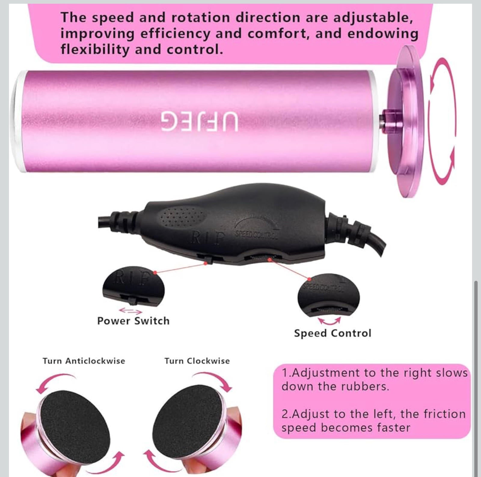 (NEW MSRP $24.99) Electric Callus Remover – Adjustable Speed, 60 Sandpapers