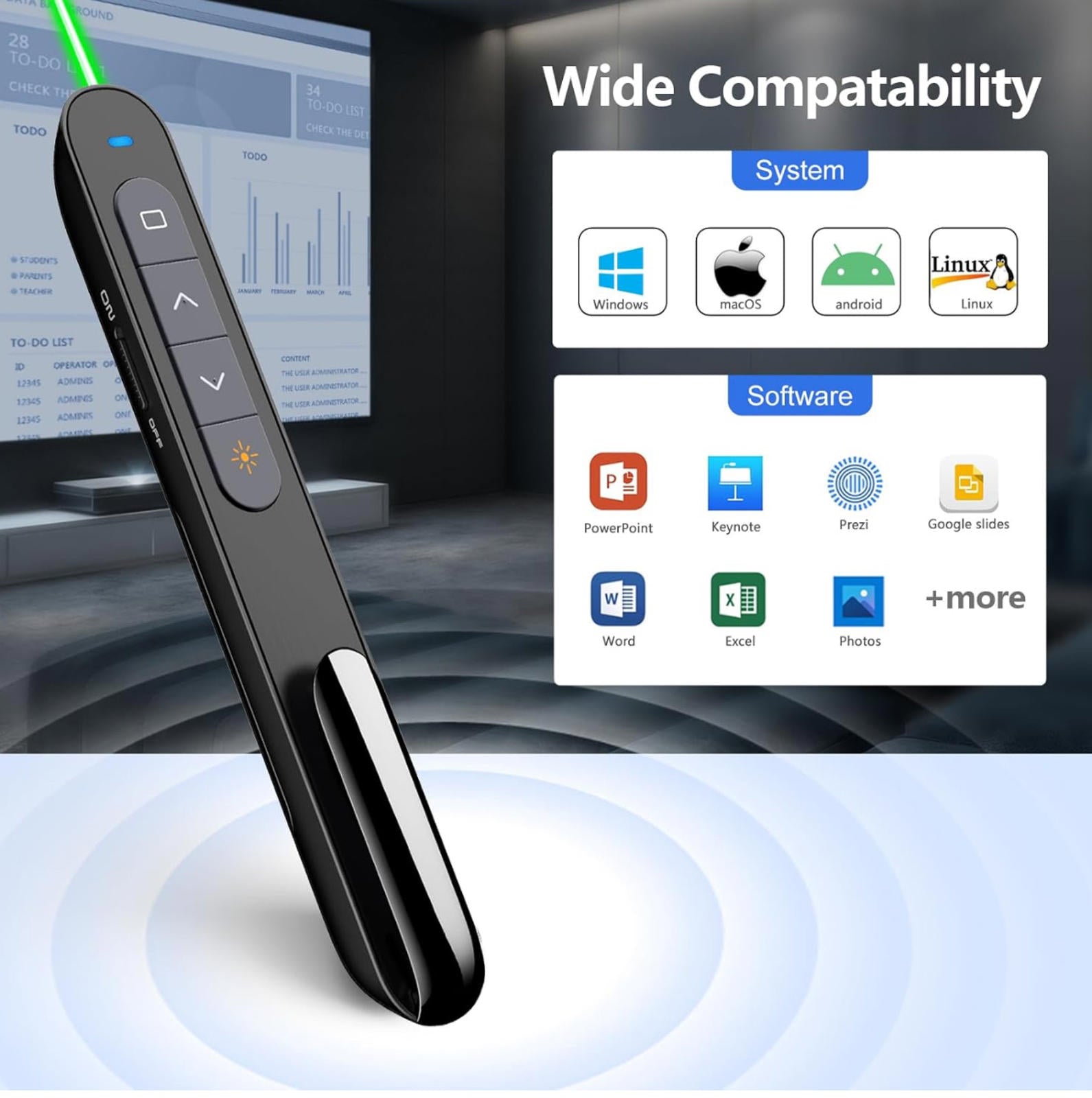 (MSRP $29.99) NORWII N76 Wireless Presenter w/ Green Laser & 330 ft Range