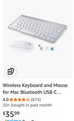 (NEW MSRP $35.99) Wireless Keyboard & Mouse Combo for Mac – USB-C + Bluetooth