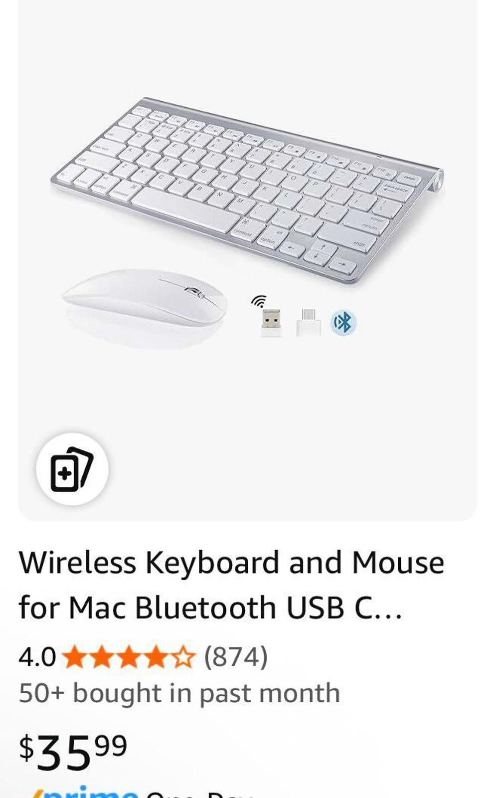(NEW MSRP $35.99) Wireless Keyboard & Mouse Combo for Mac – USB-C + Bluetooth