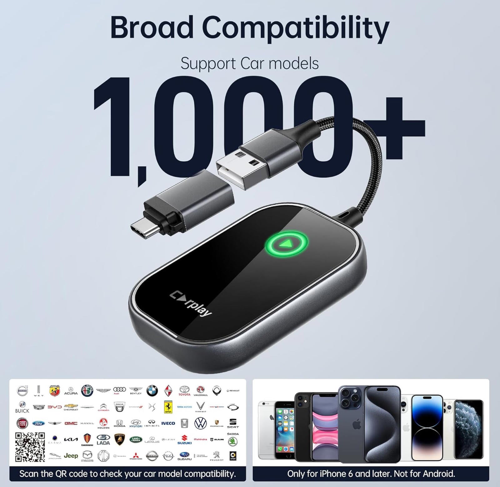 (MSRP $49.99) Wireless CarPlay Adapter – Plug & Play, Zero Latency