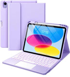 (NEW MSRP $32.28) iPad 10th/11th Gen Keyboard Case (Purple), 7-Color Backlit