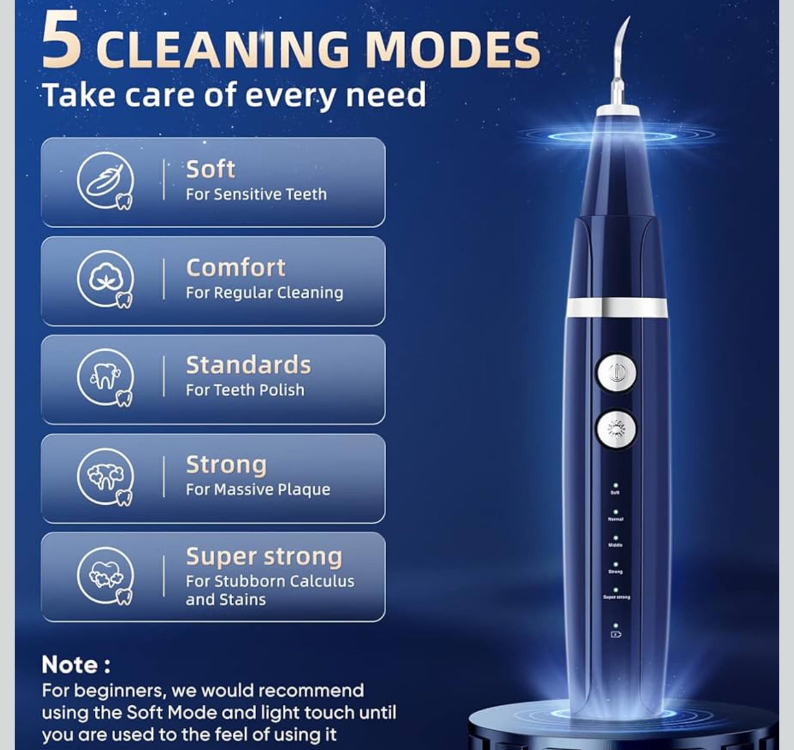 (NEW MSRP $45.99) Electric Teeth Plaque Cleaner Kit – Ultrasonic & USB‑C