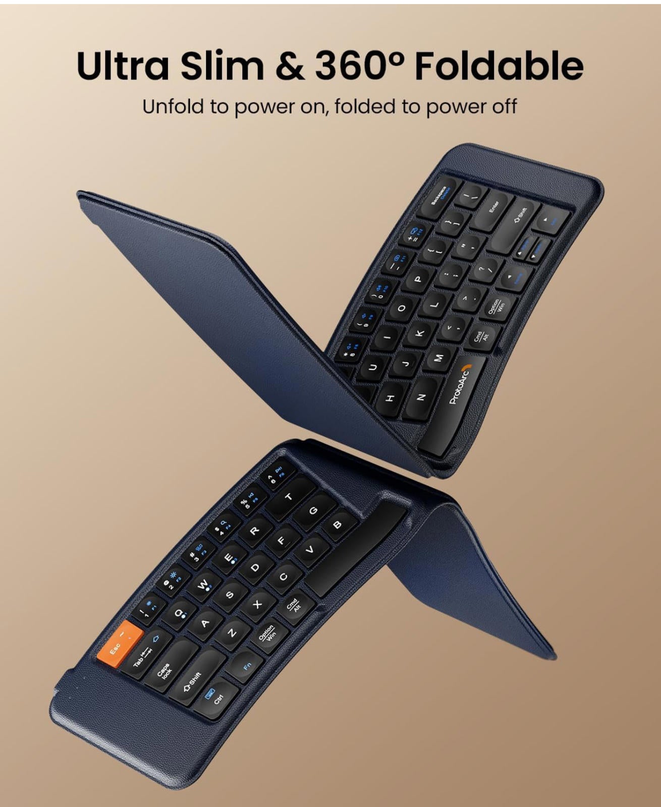 (MSRP $51.99) ProtoArc XK03 Split Foldable Bluetooth Keyboard – Ultra-Slim, Ergo