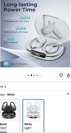 (NEW $49.99) White Wireless Earbuds, Running/Cycling u0026 LED Charge Case
